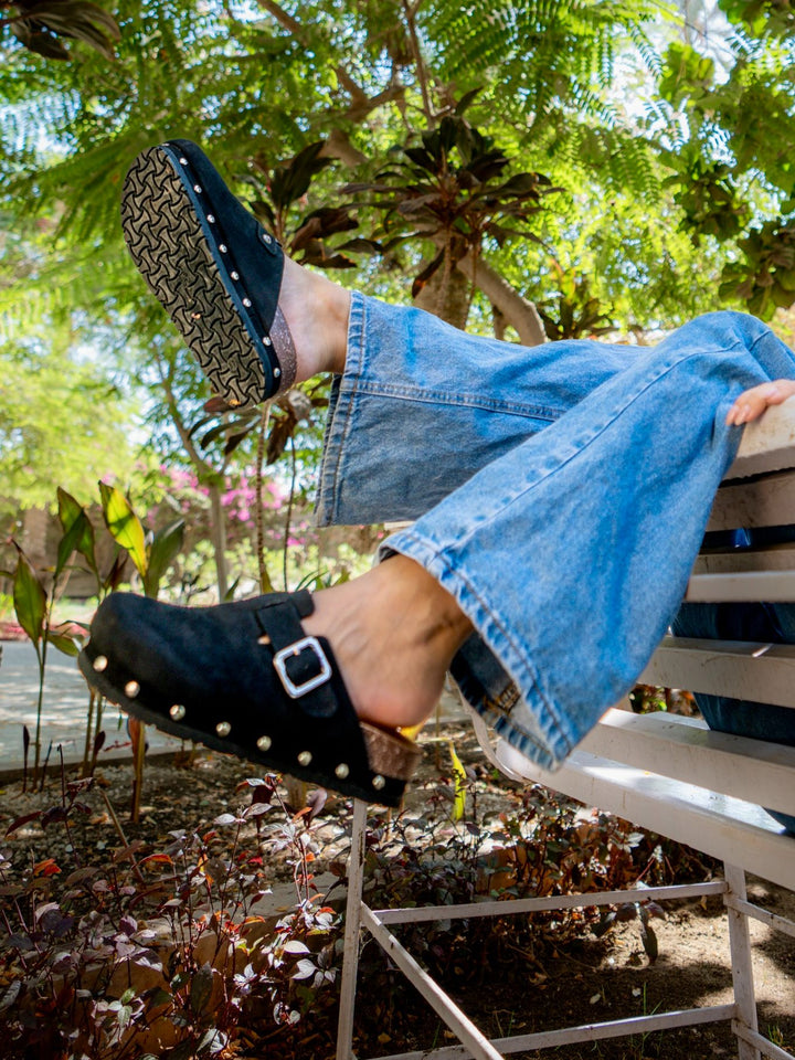 Black Studded Clogs