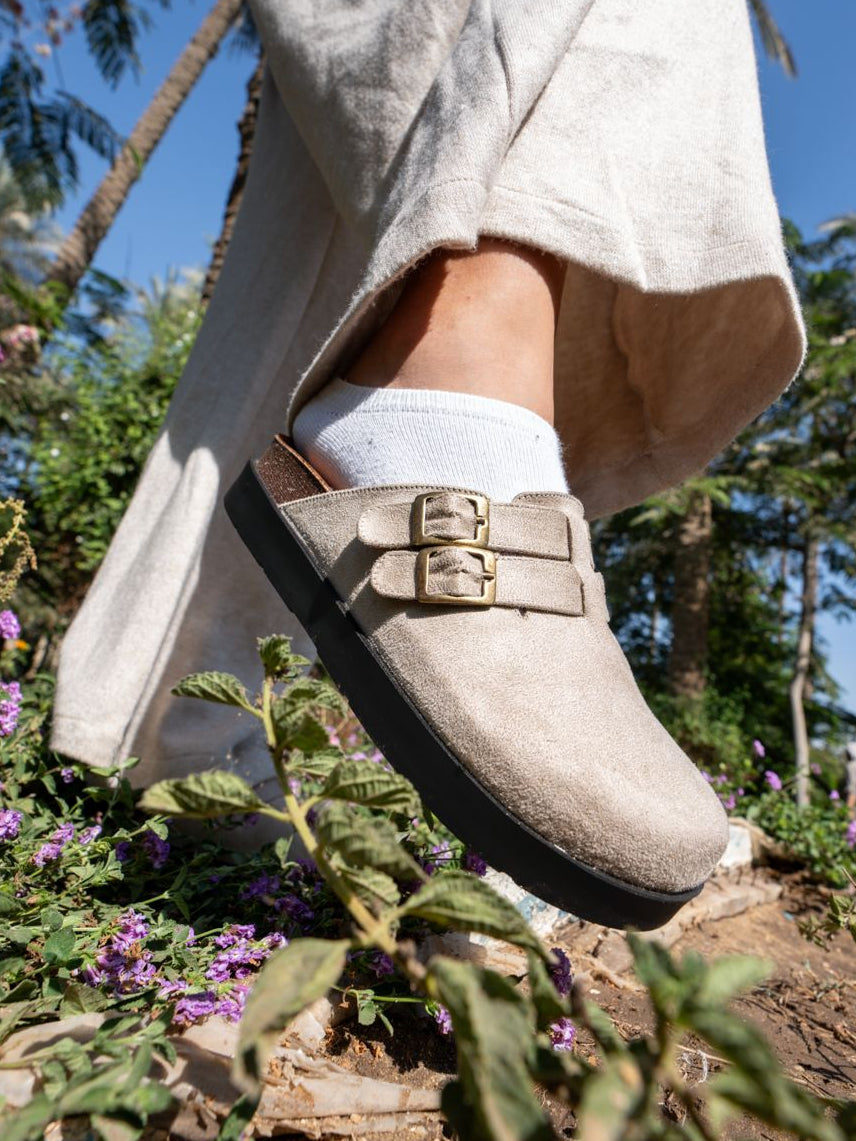 Beige High Clogs