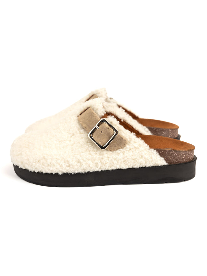 White Sheep Fur High Clogs