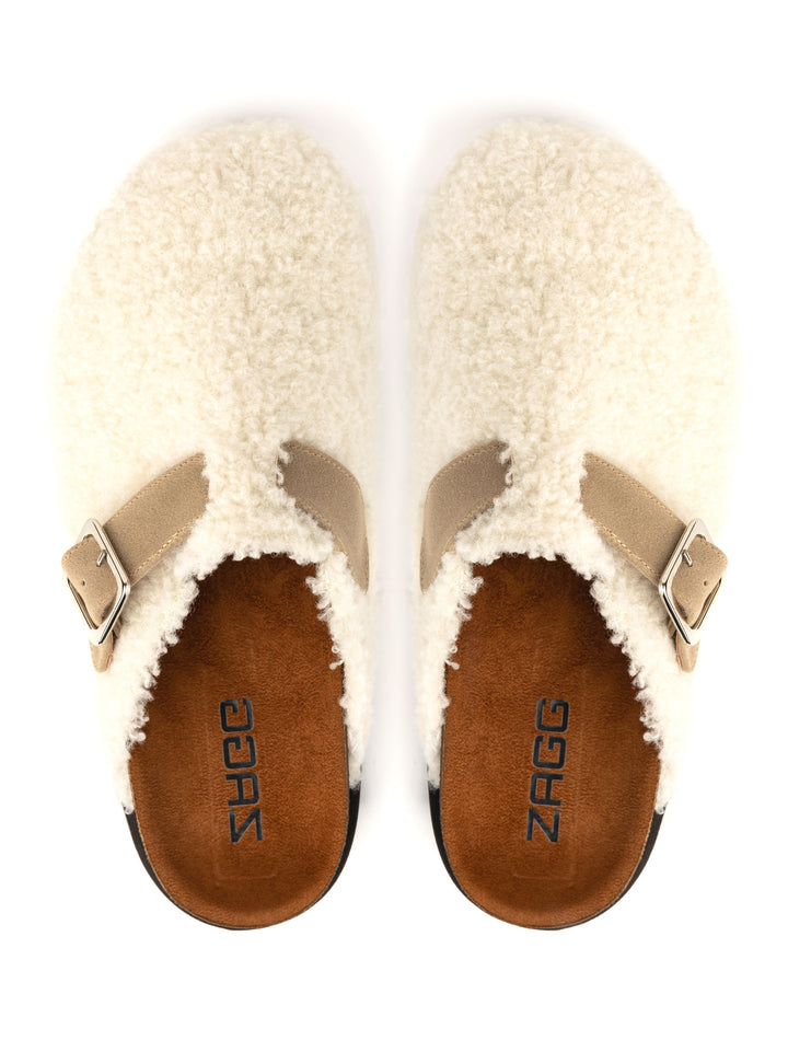 White Sheep Fur High Clogs